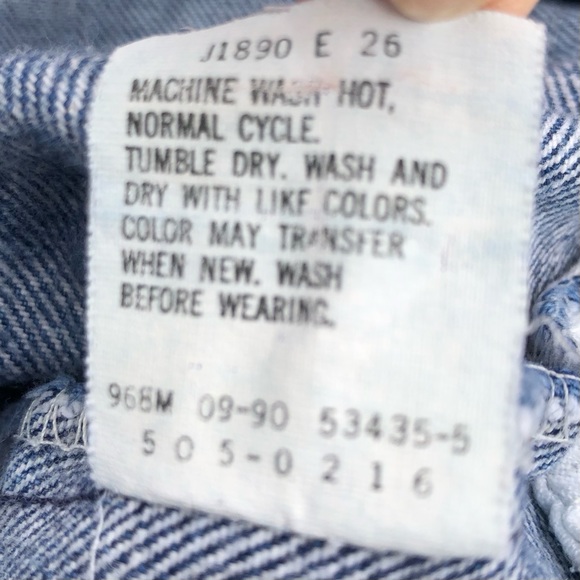 Vintage Levi's 505 1990 USA Made Bleach Faded Distressed Denim Jeans 34 x 29 - Picture 15 of 17